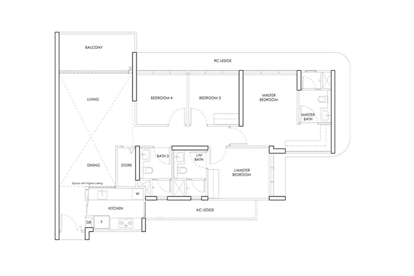 Kallang Close Residences 4-bedroom indicative reference layout — not the actual floor plan