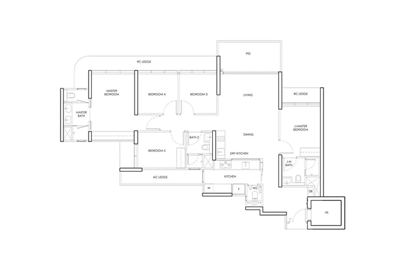 Kallang Close Residences 5-bedroom indicative reference layout — not the actual floor plan