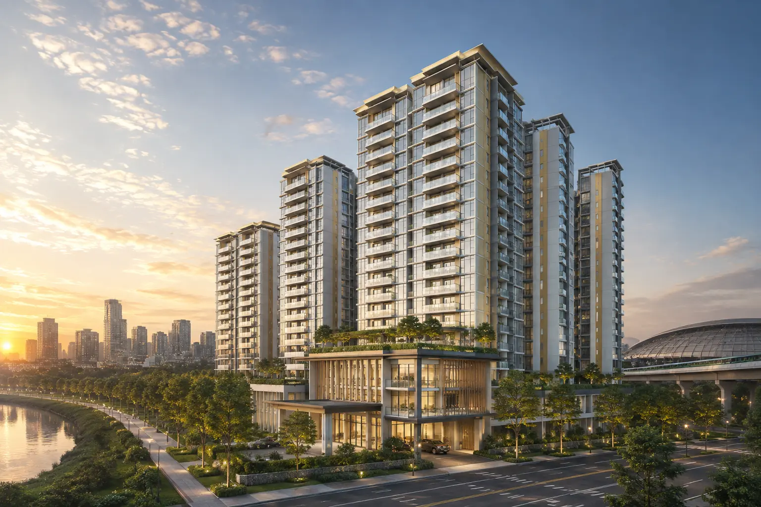 Kallang Close Residences — street-level view of the development along the Kallang River near Kallang MRT, District 12 Singapore